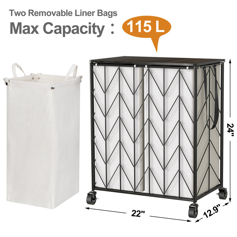 Rebrilliant Kojka Laundry Hamper On Wheels & Reviews Wayfair